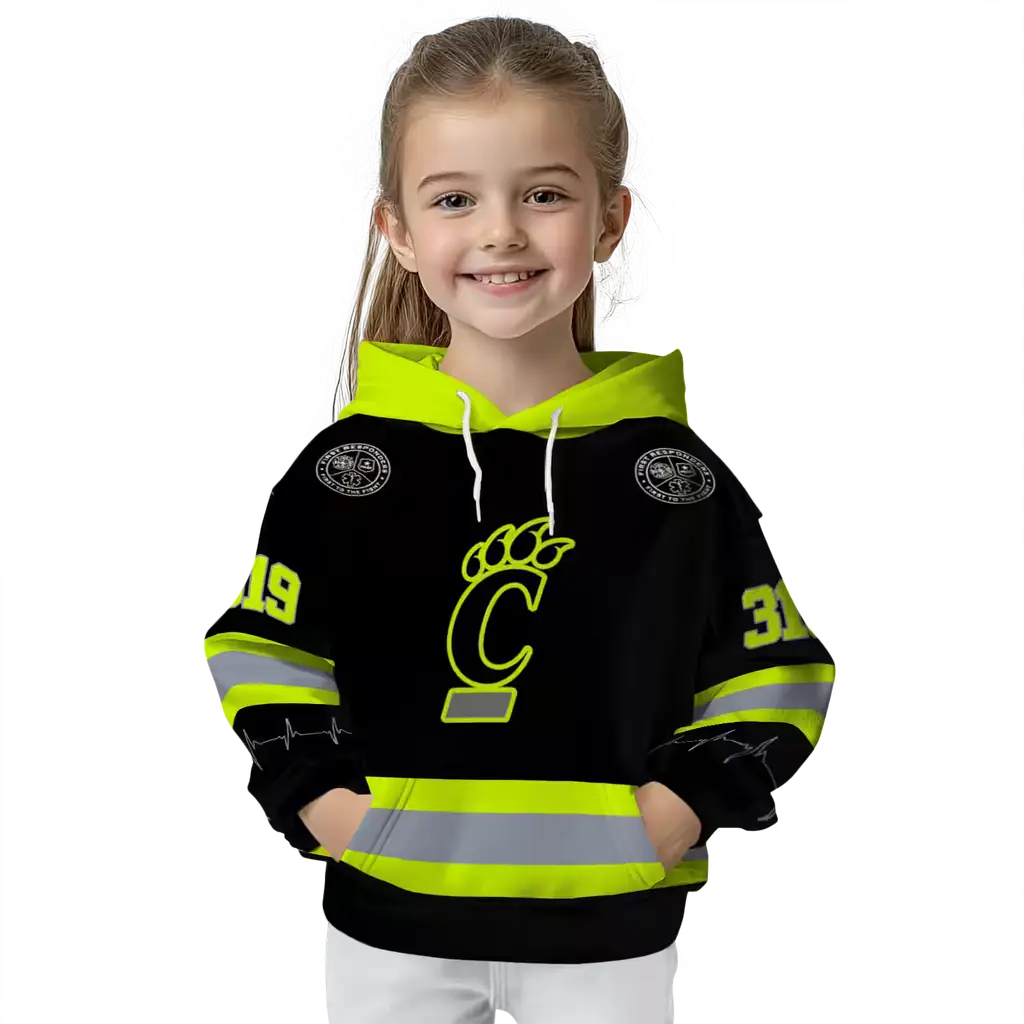 custom cincinnati bearcats safety motif black neon green hoodie top rated custom cincinnati bearcats safety motif black neon green hoodie top rated