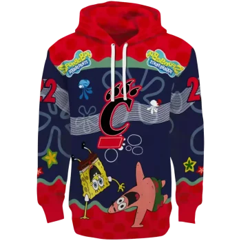 custom cincinnati bearcats spongebob patrick star red navy hoodie best selling