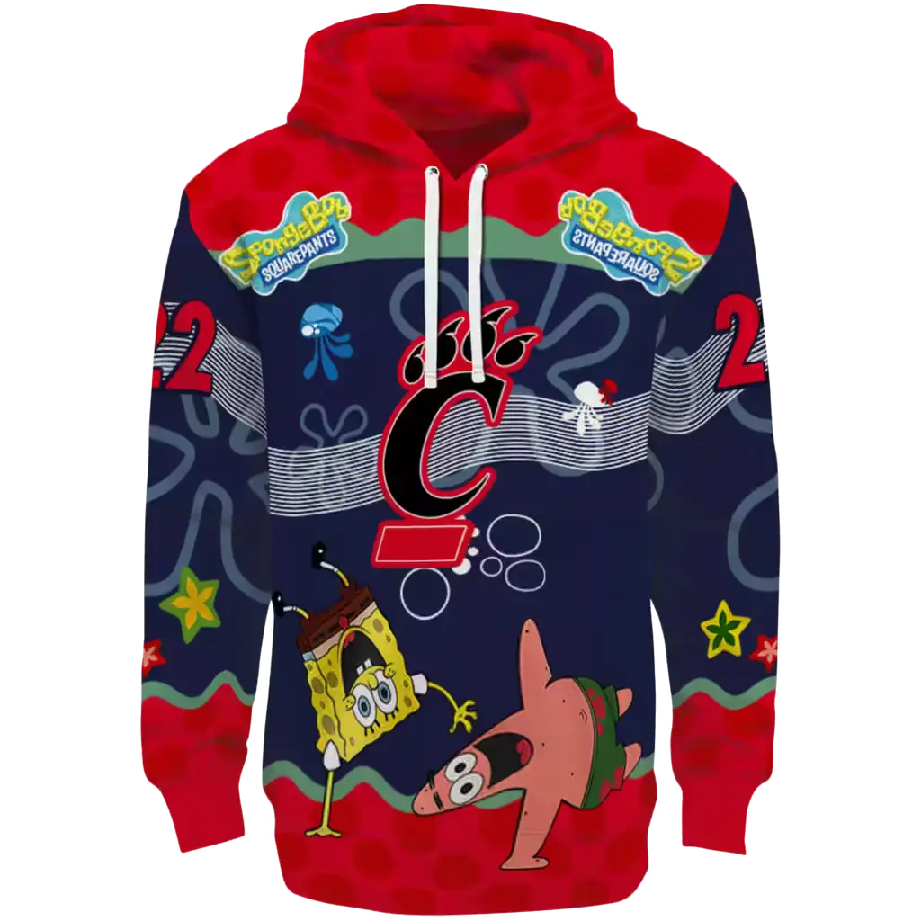 custom cincinnati bearcats spongebob patrick star red navy hoodie best selling custom cincinnati bearcats spongebob patrick star red navy hoodie best selling