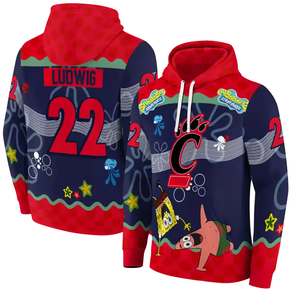 custom cincinnati bearcats spongebob patrick star red navy hoodie fashion forward custom cincinnati bearcats spongebob patrick star red navy hoodie fashion forward