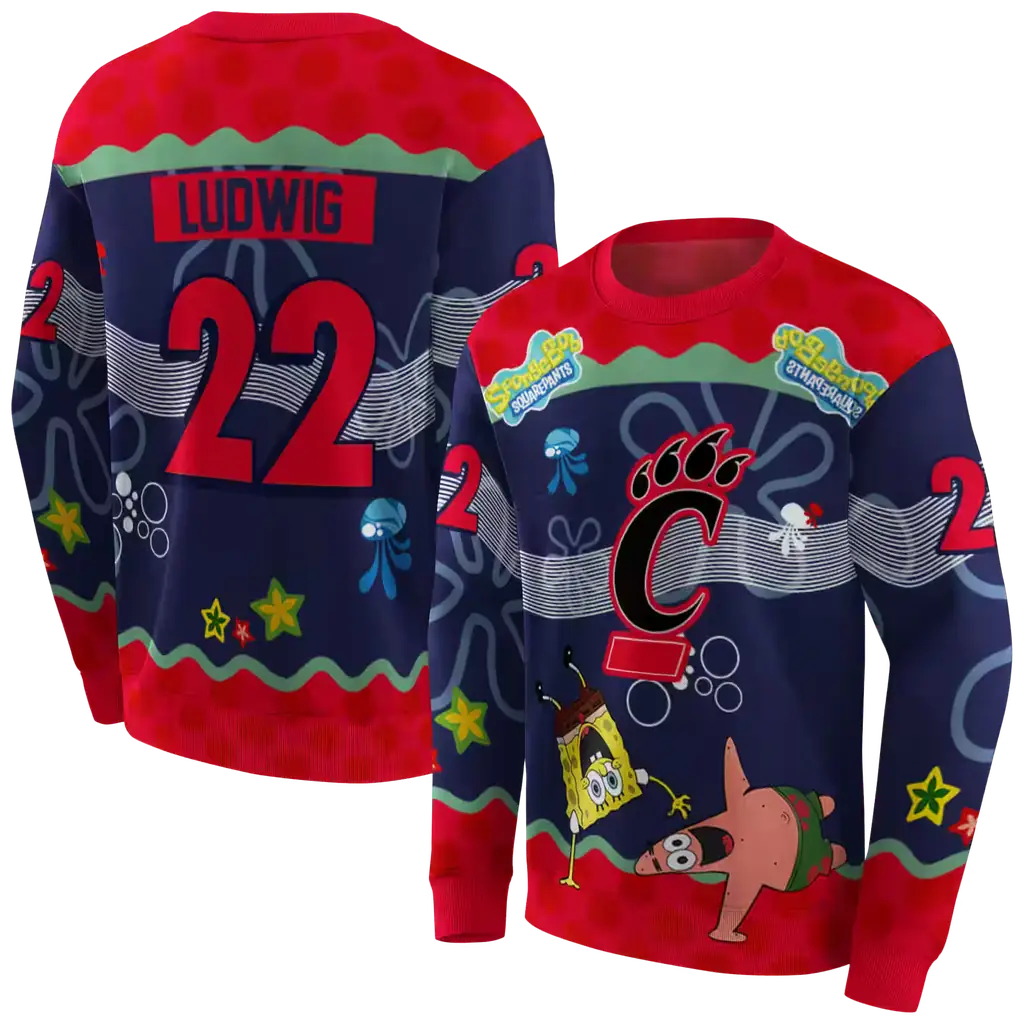 custom cincinnati bearcats spongebob patrick star red navy hoodie premium grade custom cincinnati bearcats spongebob patrick star red navy hoodie premium grade