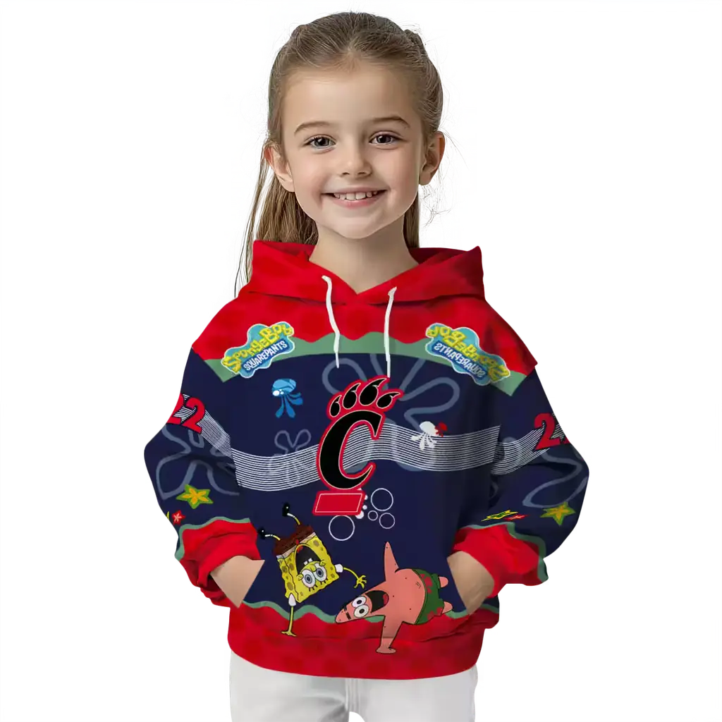 custom cincinnati bearcats spongebob patrick star red navy hoodie top rated custom cincinnati bearcats spongebob patrick star red navy hoodie top rated