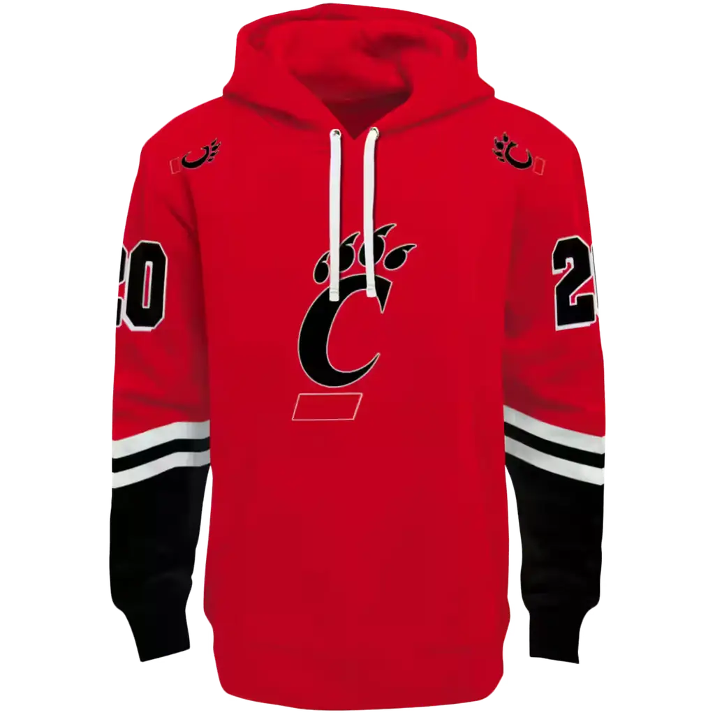 custom cincinnati bearcats striped sleeves red hoodie best selling custom cincinnati bearcats striped sleeves red hoodie best selling