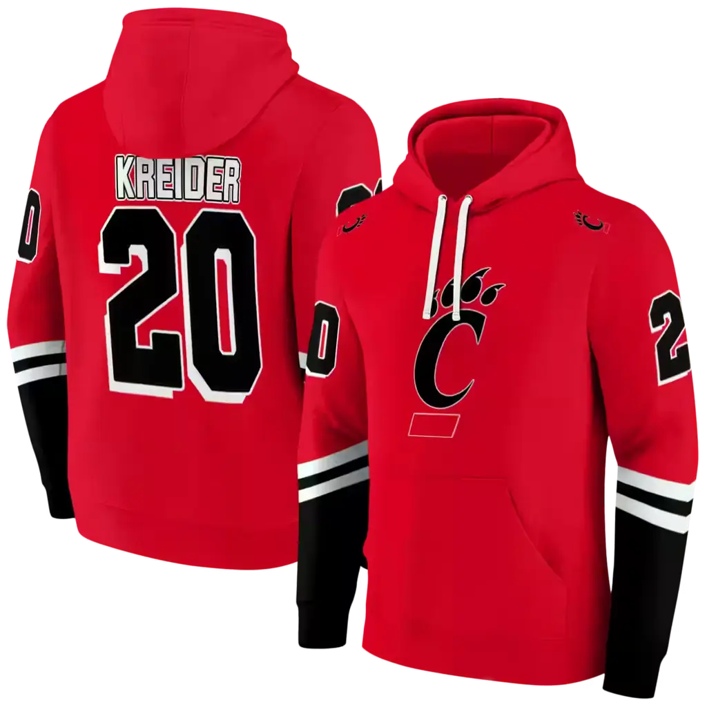 custom cincinnati bearcats striped sleeves red hoodie fashion forward custom cincinnati bearcats striped sleeves red hoodie fashion forward