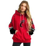 custom cincinnati bearcats striped sleeves red hoodie best selling