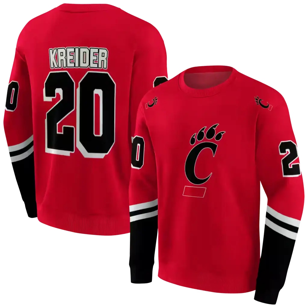 custom cincinnati bearcats striped sleeves red hoodie premium grade custom cincinnati bearcats striped sleeves red hoodie premium grade