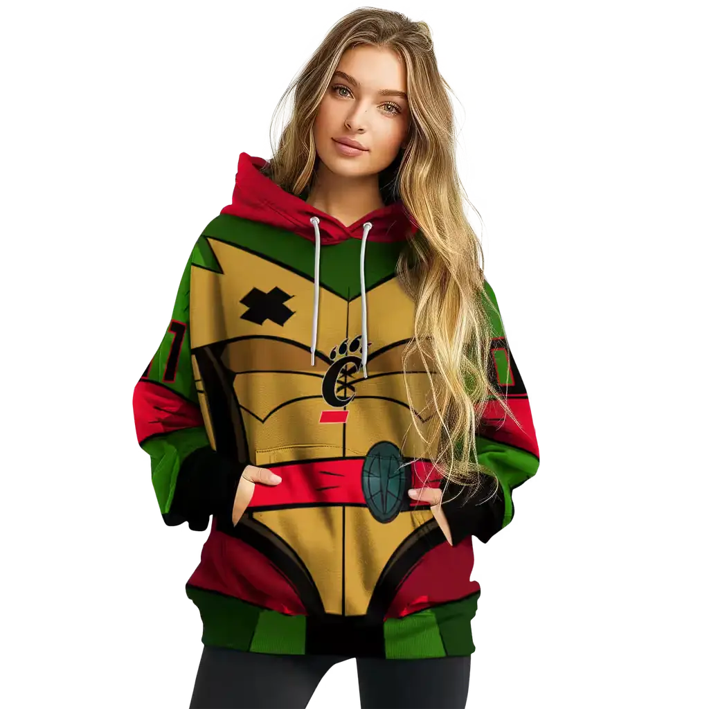 custom cincinnati bearcats superhero armor red green hoodie high quality custom cincinnati bearcats superhero armor red green hoodie high quality