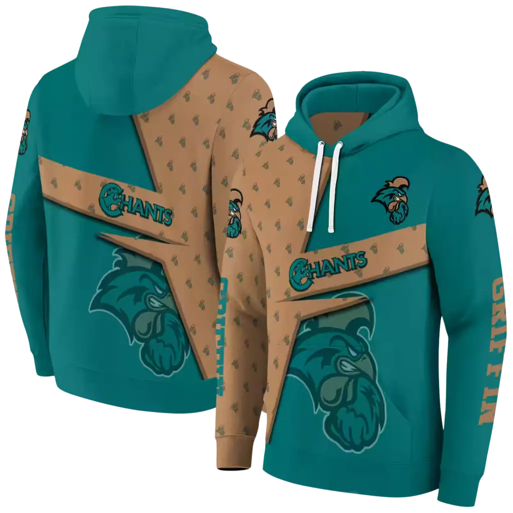 custom coastal carolina chanticleers abstract shape green hoodie fashion forward custom coastal carolina chanticleers abstract shape green hoodie fashion forward