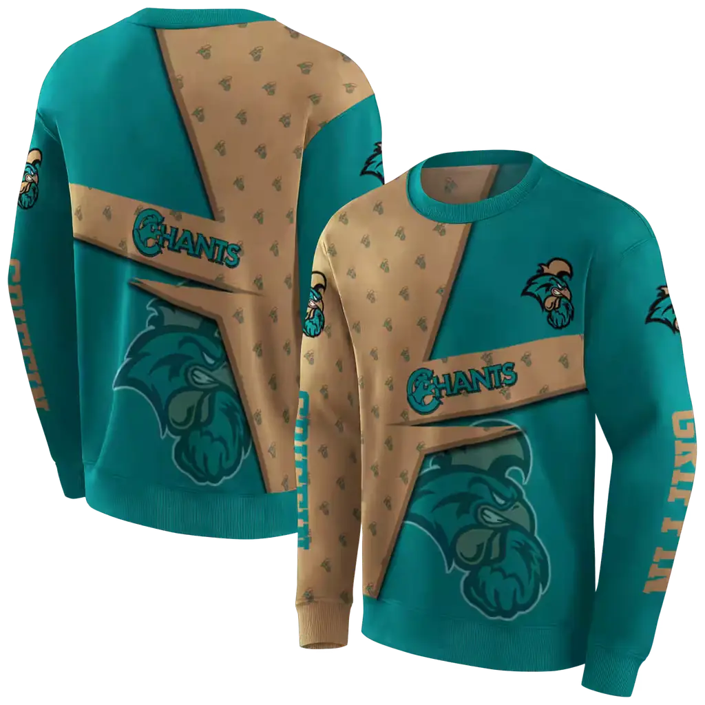 custom coastal carolina chanticleers abstract shape green hoodie premium grade custom coastal carolina chanticleers abstract shape green hoodie premium grade