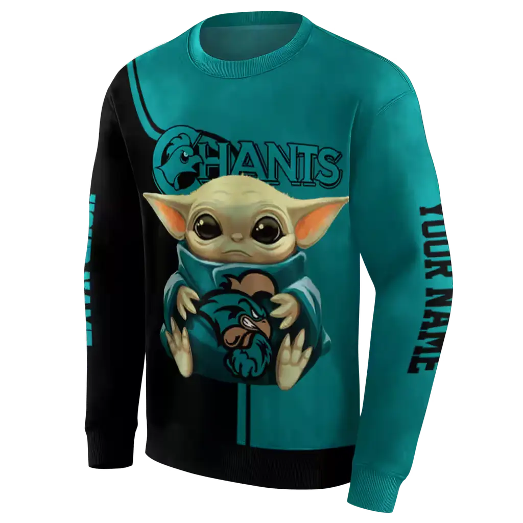 custom coastal carolina chanticleers baby yoda green black hoodie new arrival custom coastal carolina chanticleers baby yoda green black hoodie new arrival