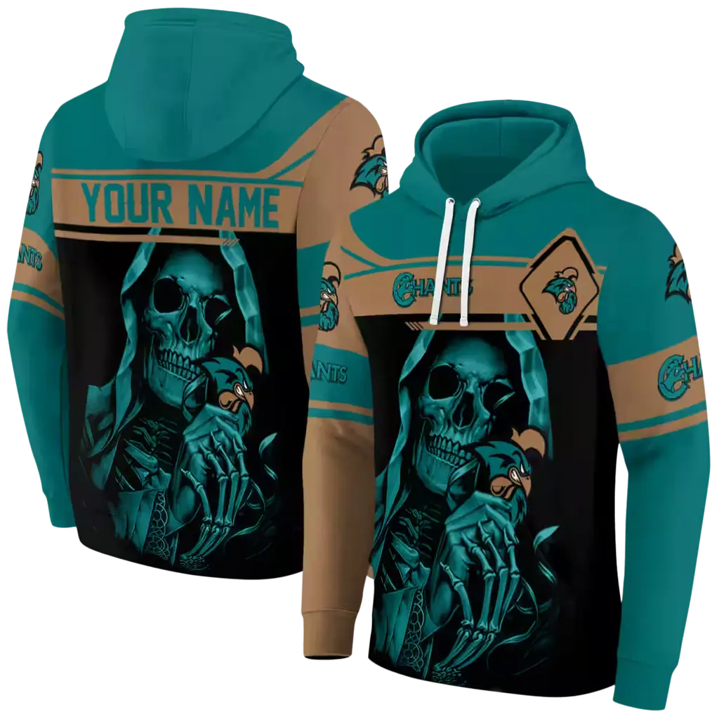 custom coastal carolina chanticleers grim reaper green black hoodie fashion forward custom coastal carolina chanticleers grim reaper green black hoodie fashion forward