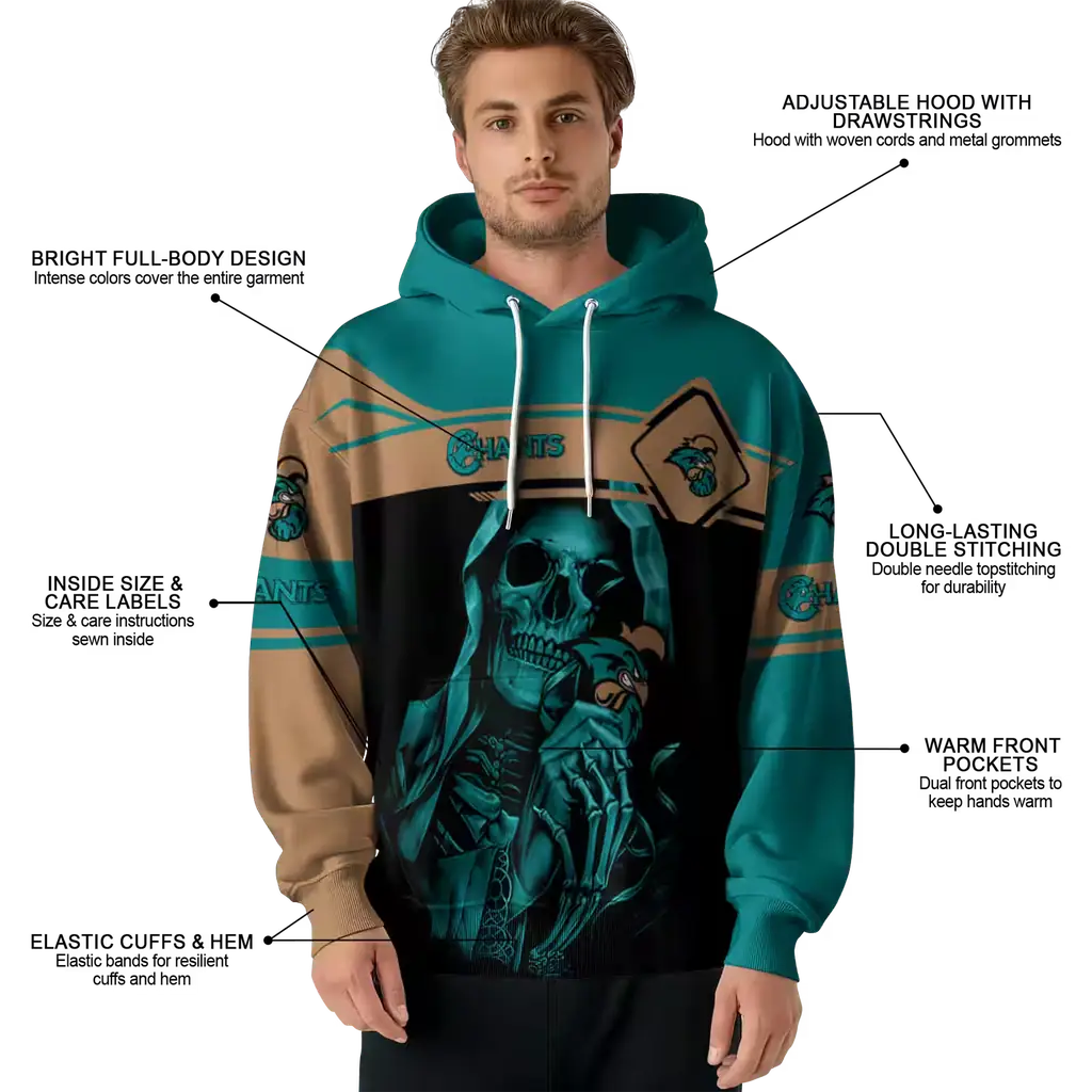 custom coastal carolina chanticleers grim reaper green black hoodie latest model custom coastal carolina chanticleers grim reaper green black hoodie latest model