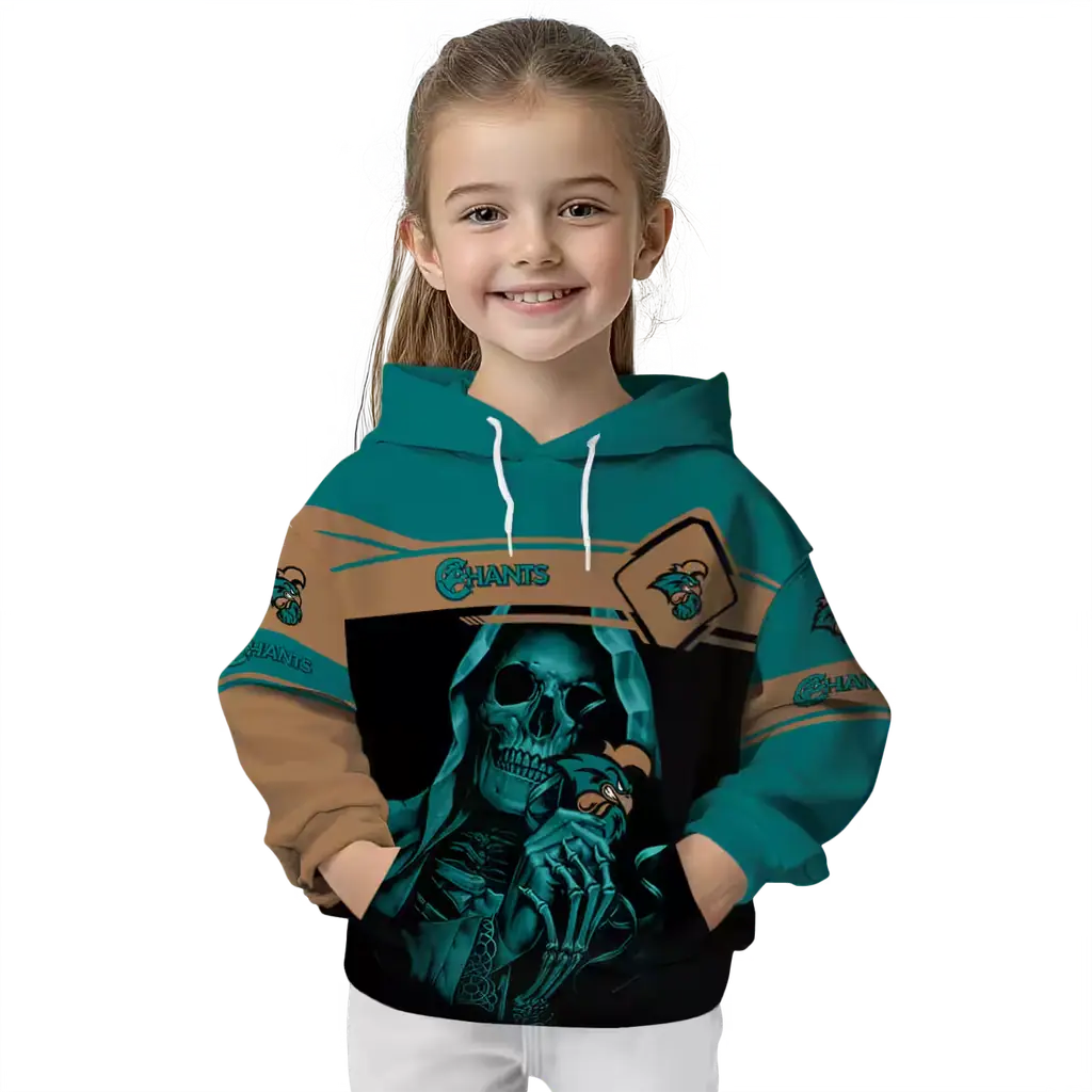 custom coastal carolina chanticleers grim reaper green black hoodie top rated custom coastal carolina chanticleers grim reaper green black hoodie top rated