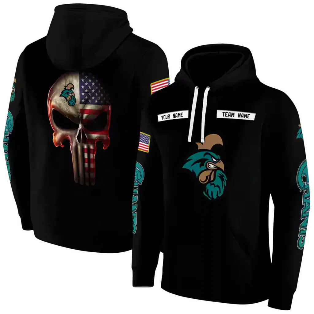 custom coastal carolina chanticleers punisher skull black hoodie fashion forward custom coastal carolina chanticleers punisher skull black hoodie fashion forward