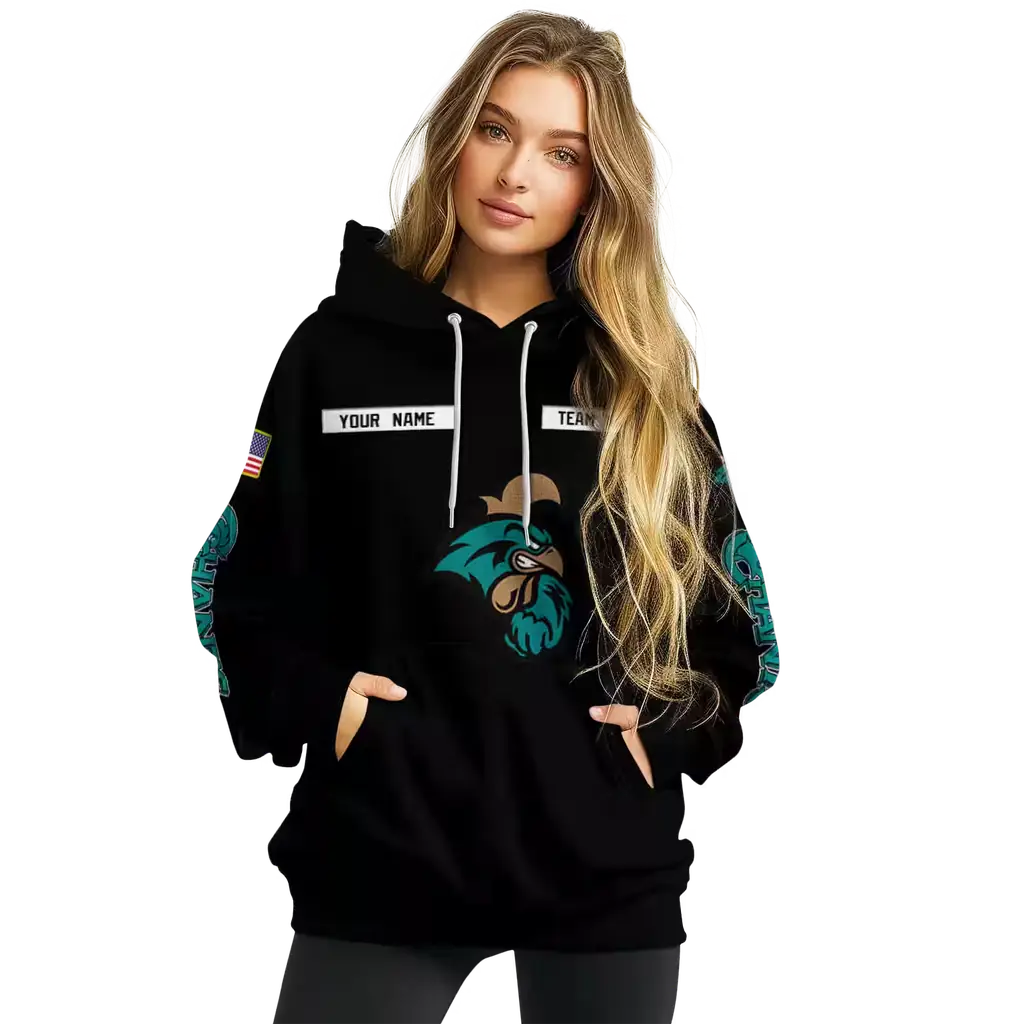 custom coastal carolina chanticleers punisher skull black hoodie high quality custom coastal carolina chanticleers punisher skull black hoodie high quality