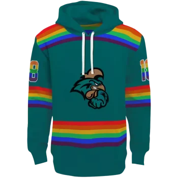 custom coastal carolina chanticleers rainbow stripes green hoodie best selling