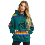 custom coastal carolina chanticleers rainbow stripes green hoodie best selling