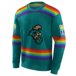 custom coastal carolina chanticleers rainbow stripes green hoodie best selling