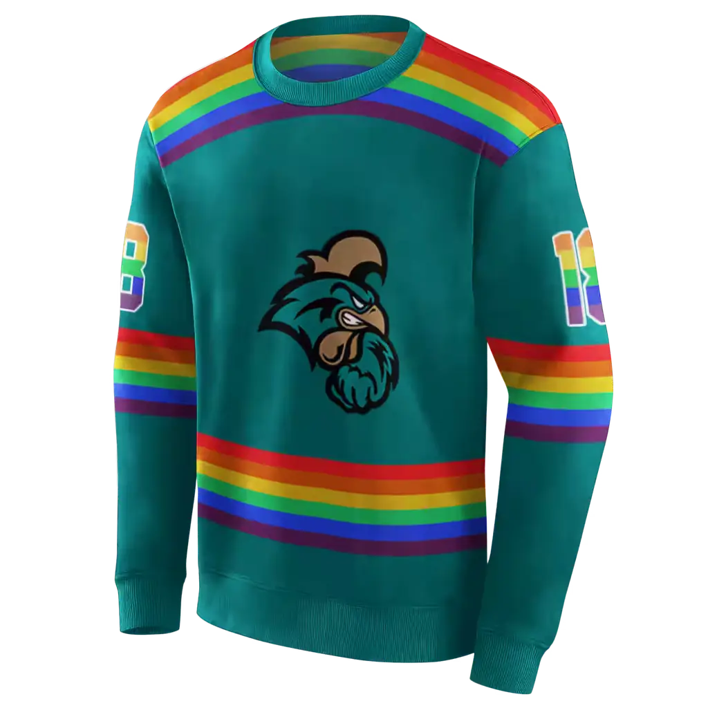 custom coastal carolina chanticleers rainbow stripes green hoodie new arrival custom coastal carolina chanticleers rainbow stripes green hoodie new arrival