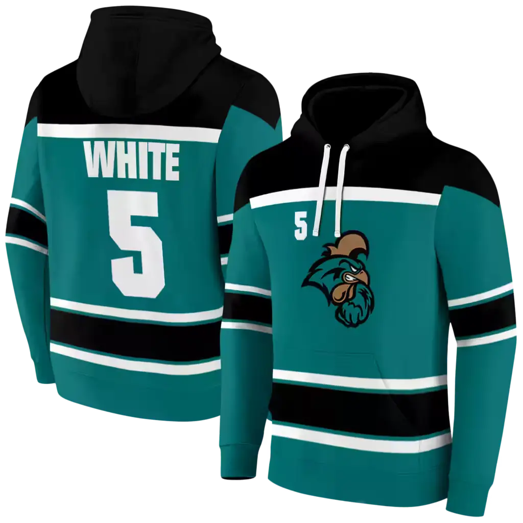 custom coastal carolina chanticleers striped pattern green hoodie fashion forward custom coastal carolina chanticleers striped pattern green hoodie fashion forward