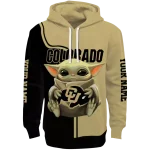 custom colorado buffaloes baby yoda gold black hoodie best selling