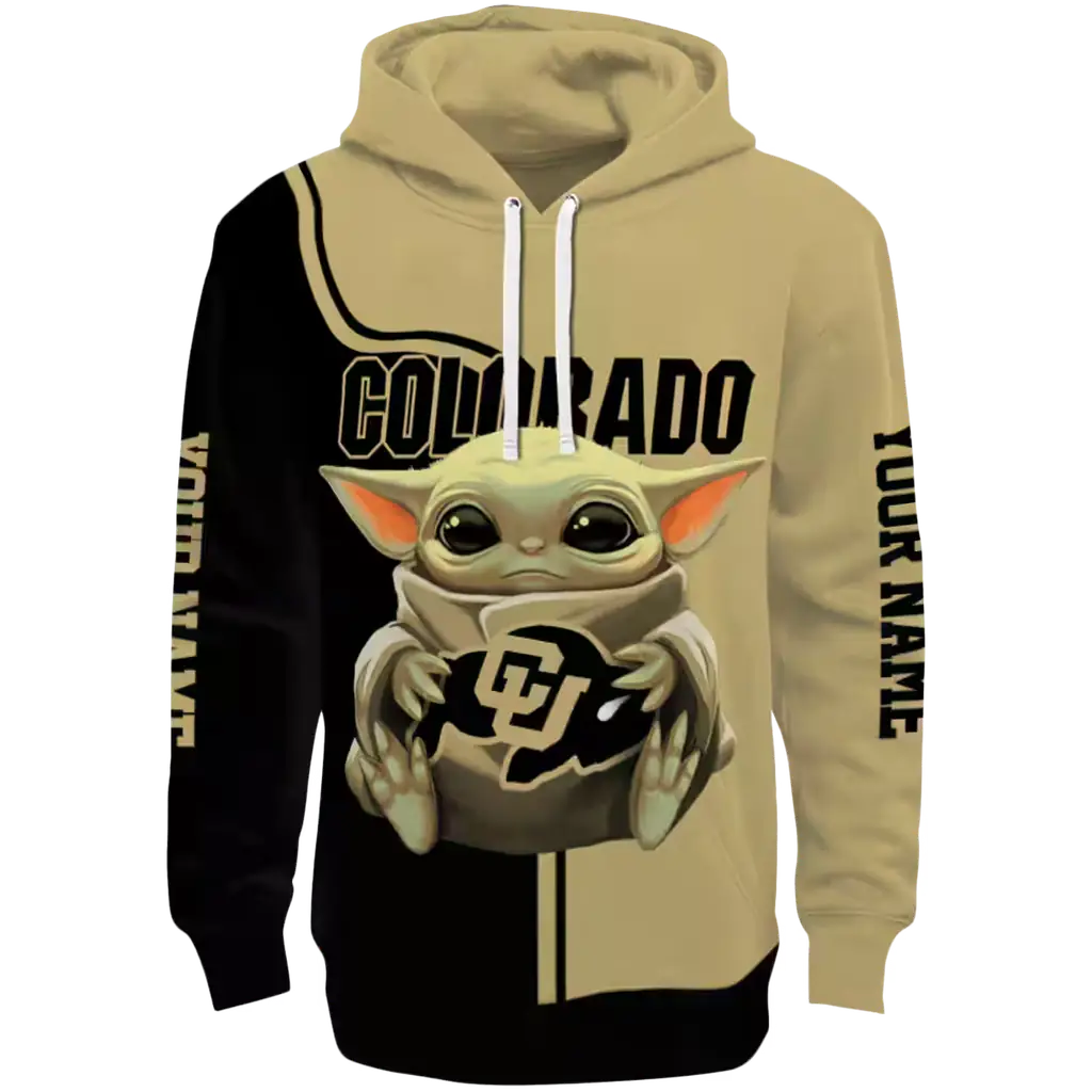 custom colorado buffaloes baby yoda gold black hoodie best selling custom colorado buffaloes baby yoda gold black hoodie best selling