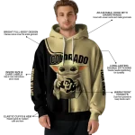 custom colorado buffaloes baby yoda gold black hoodie best selling