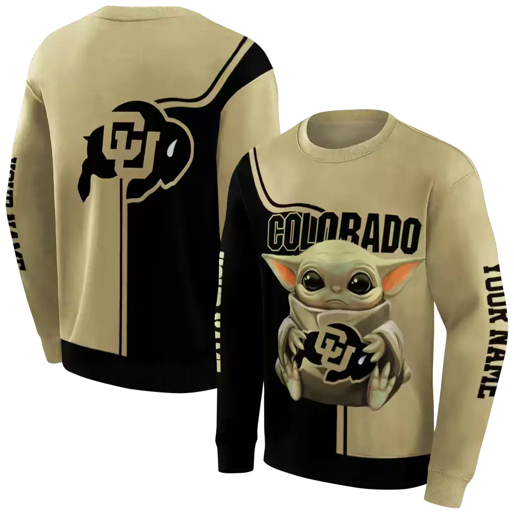 custom colorado buffaloes baby yoda gold black hoodie premium grade custom colorado buffaloes baby yoda gold black hoodie premium grade