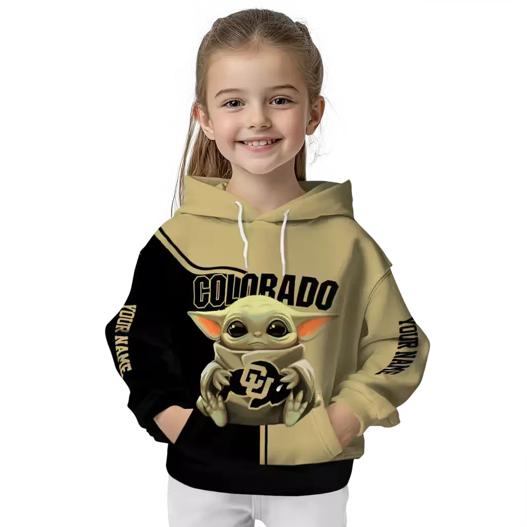 custom colorado buffaloes baby yoda gold black hoodie top rated custom colorado buffaloes baby yoda gold black hoodie top rated