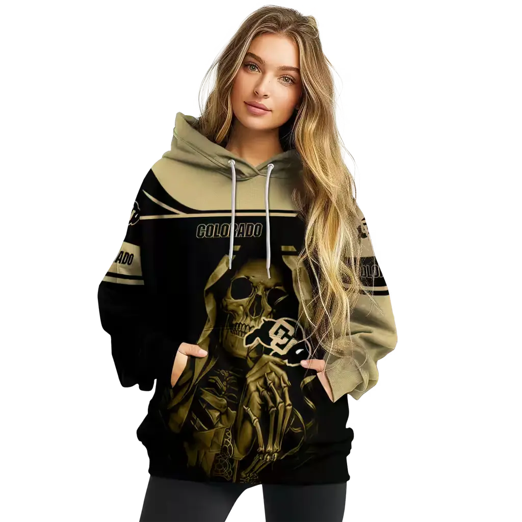 custom colorado buffaloes grim reaper gold black hoodie high quality custom colorado buffaloes grim reaper gold black hoodie high quality