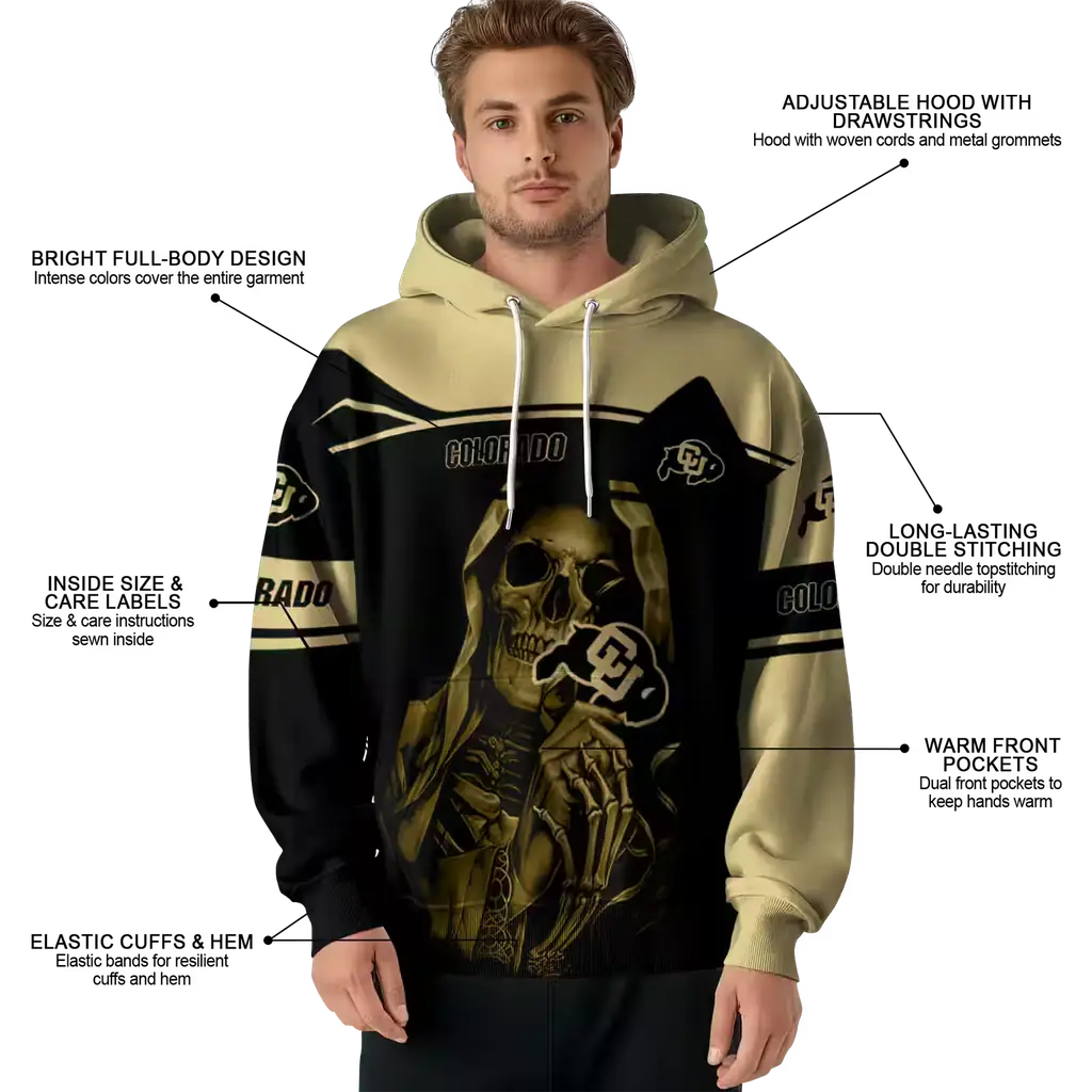 custom colorado buffaloes grim reaper gold black hoodie latest model custom colorado buffaloes grim reaper gold black hoodie latest model