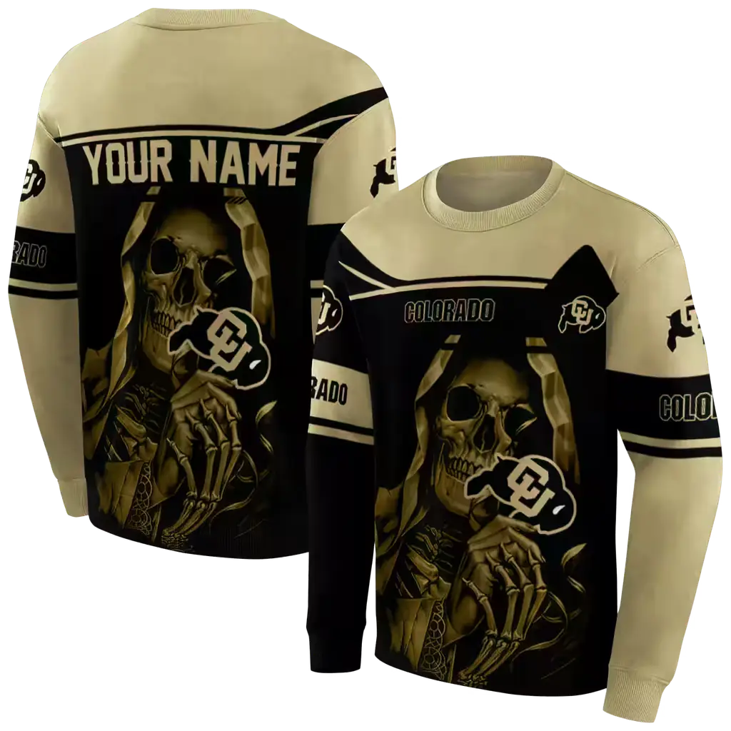 custom colorado buffaloes grim reaper gold black hoodie premium grade custom colorado buffaloes grim reaper gold black hoodie premium grade