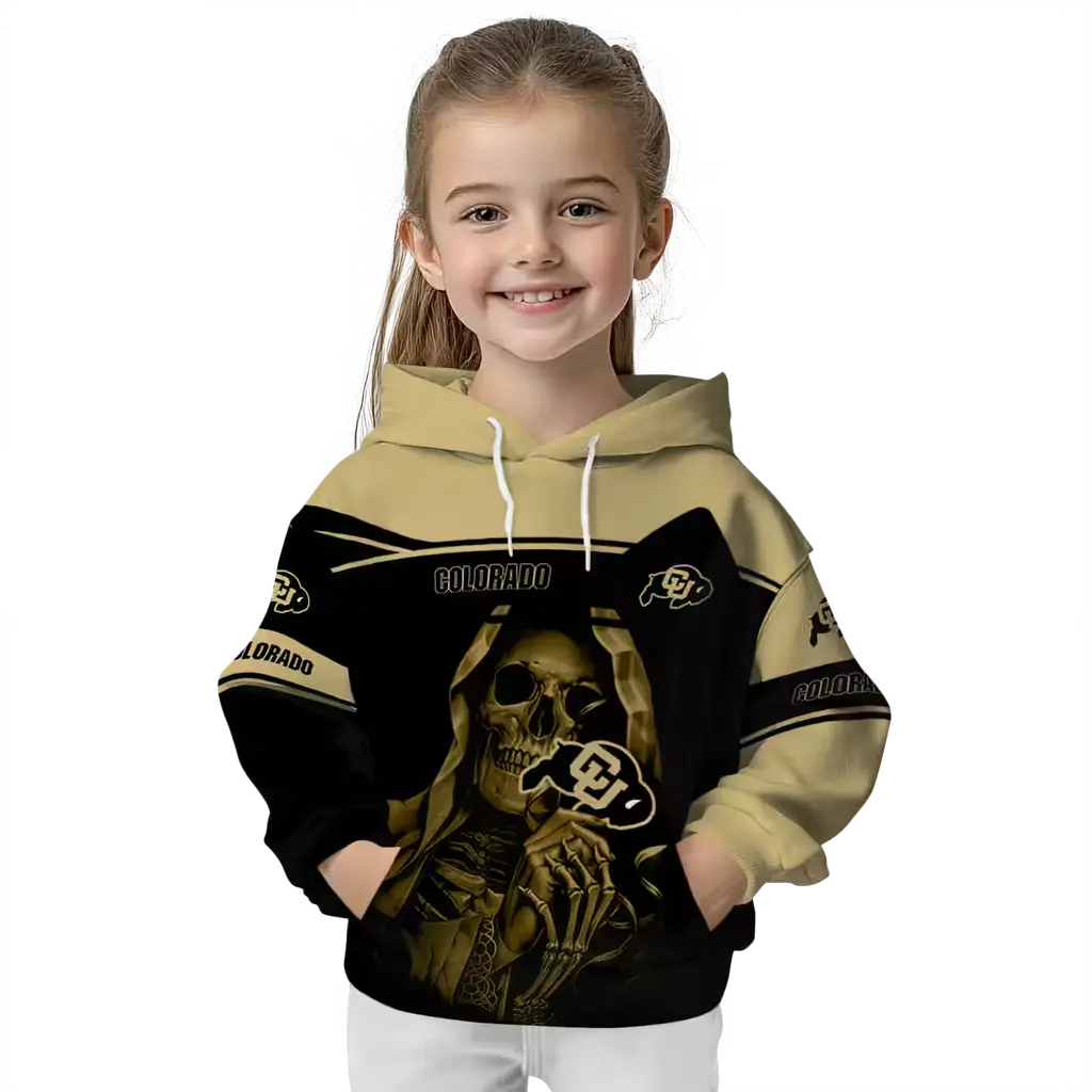 custom colorado buffaloes grim reaper gold black hoodie top rated custom colorado buffaloes grim reaper gold black hoodie top rated