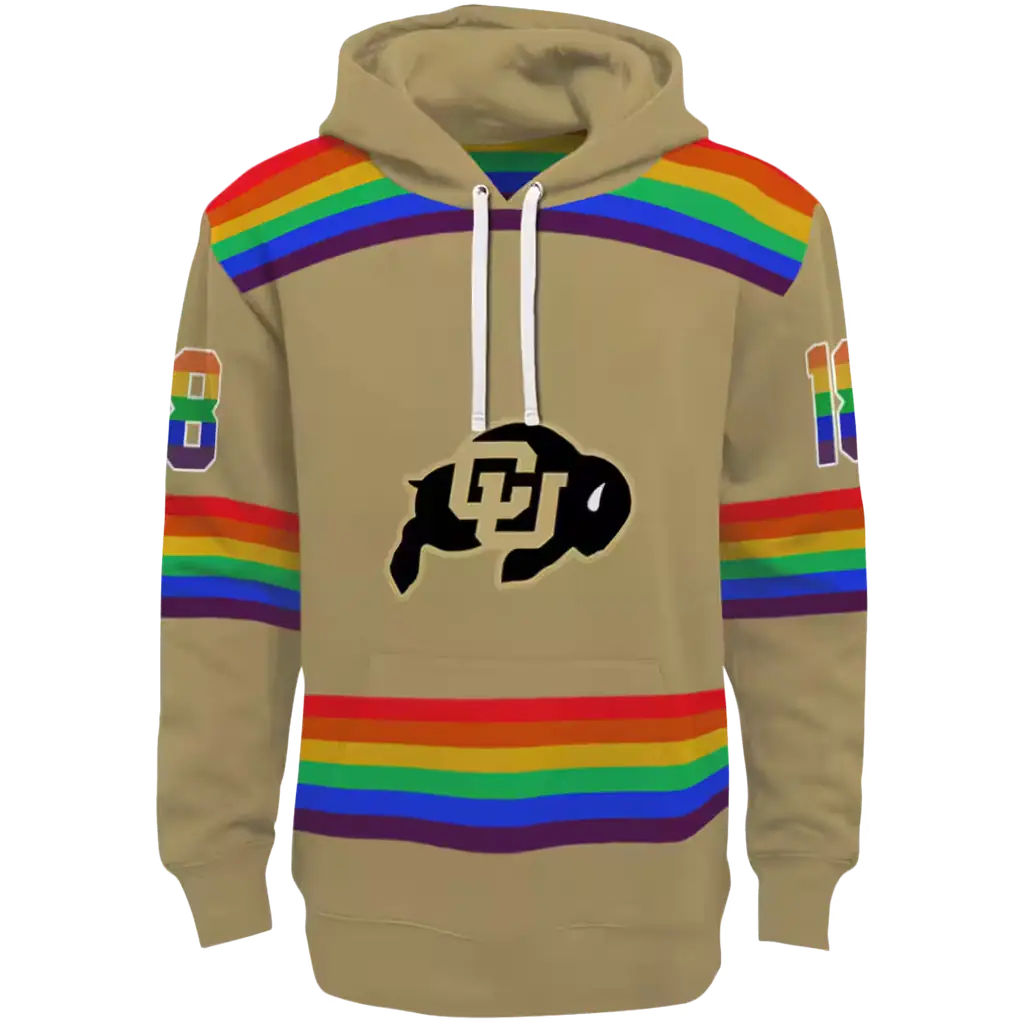 custom colorado buffaloes rainbow stripes gold hoodie best selling custom colorado buffaloes rainbow stripes gold hoodie best selling