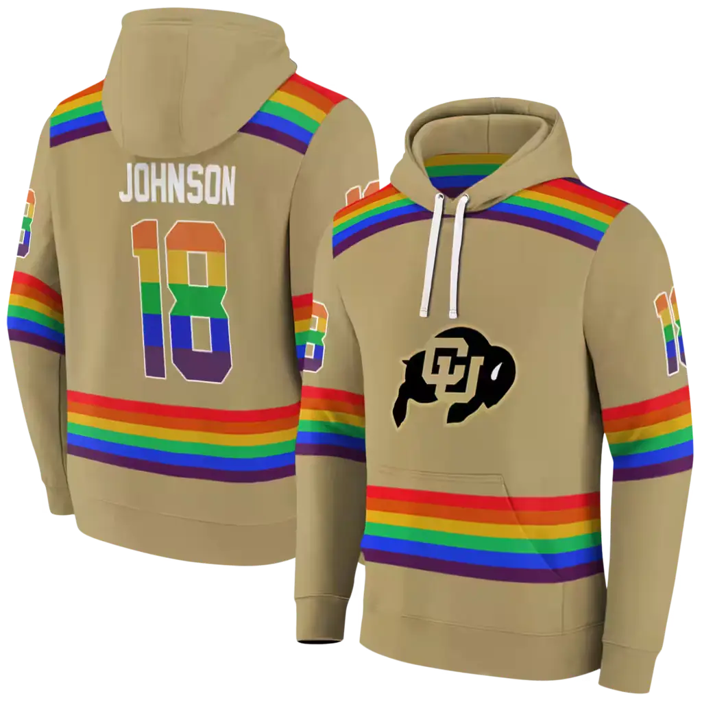 custom colorado buffaloes rainbow stripes gold hoodie fashion forward custom colorado buffaloes rainbow stripes gold hoodie fashion forward