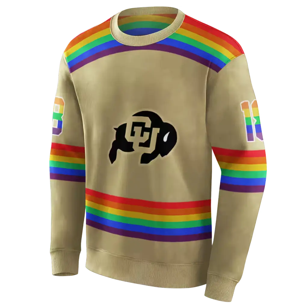 custom colorado buffaloes rainbow stripes gold hoodie new arrival custom colorado buffaloes rainbow stripes gold hoodie new arrival