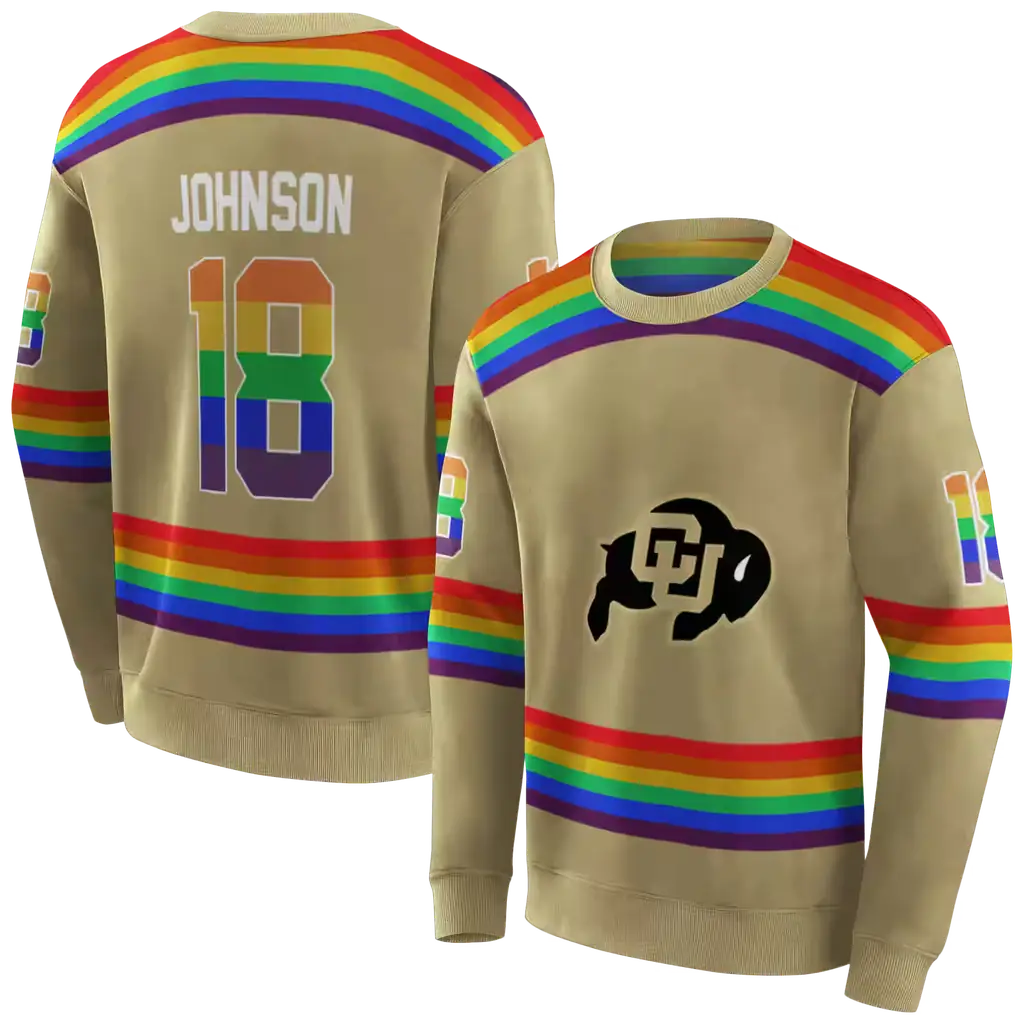 custom colorado buffaloes rainbow stripes gold hoodie premium grade custom colorado buffaloes rainbow stripes gold hoodie premium grade