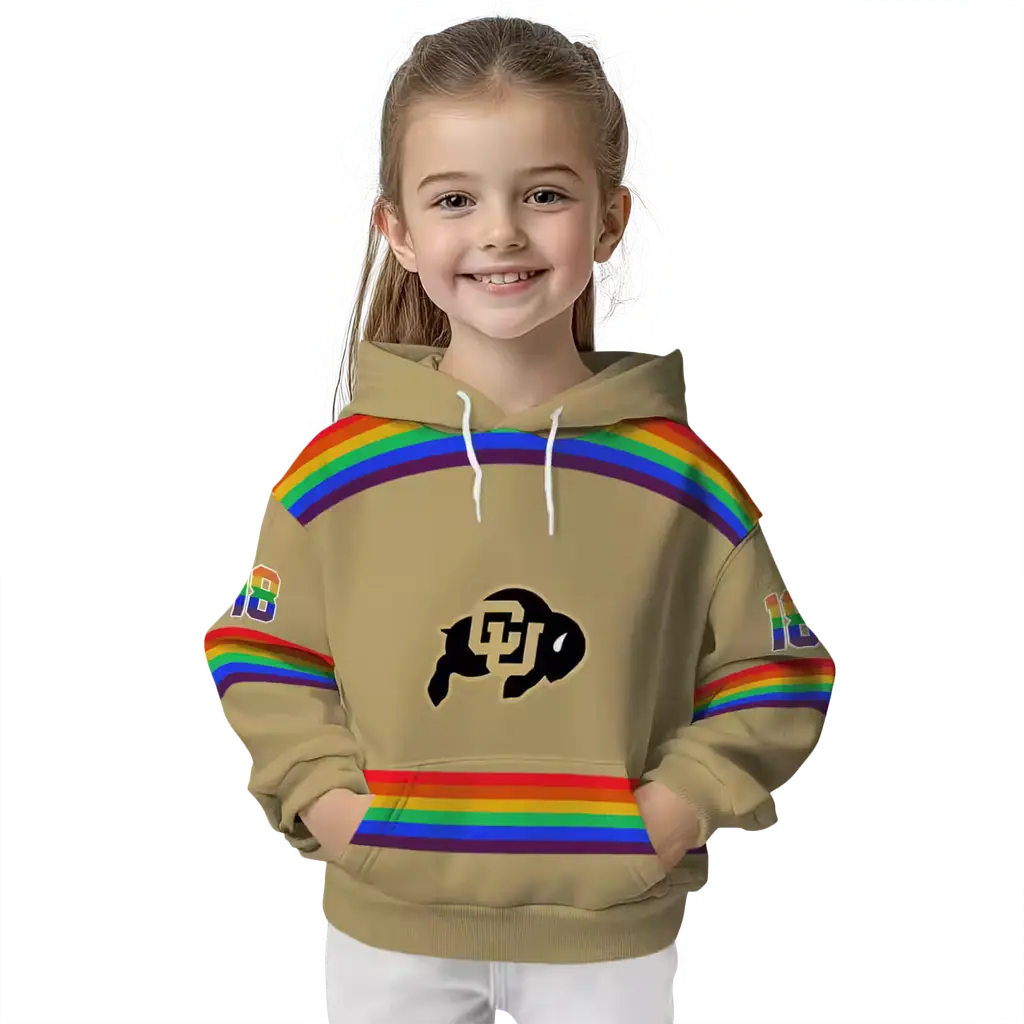 custom colorado buffaloes rainbow stripes gold hoodie top rated custom colorado buffaloes rainbow stripes gold hoodie top rated