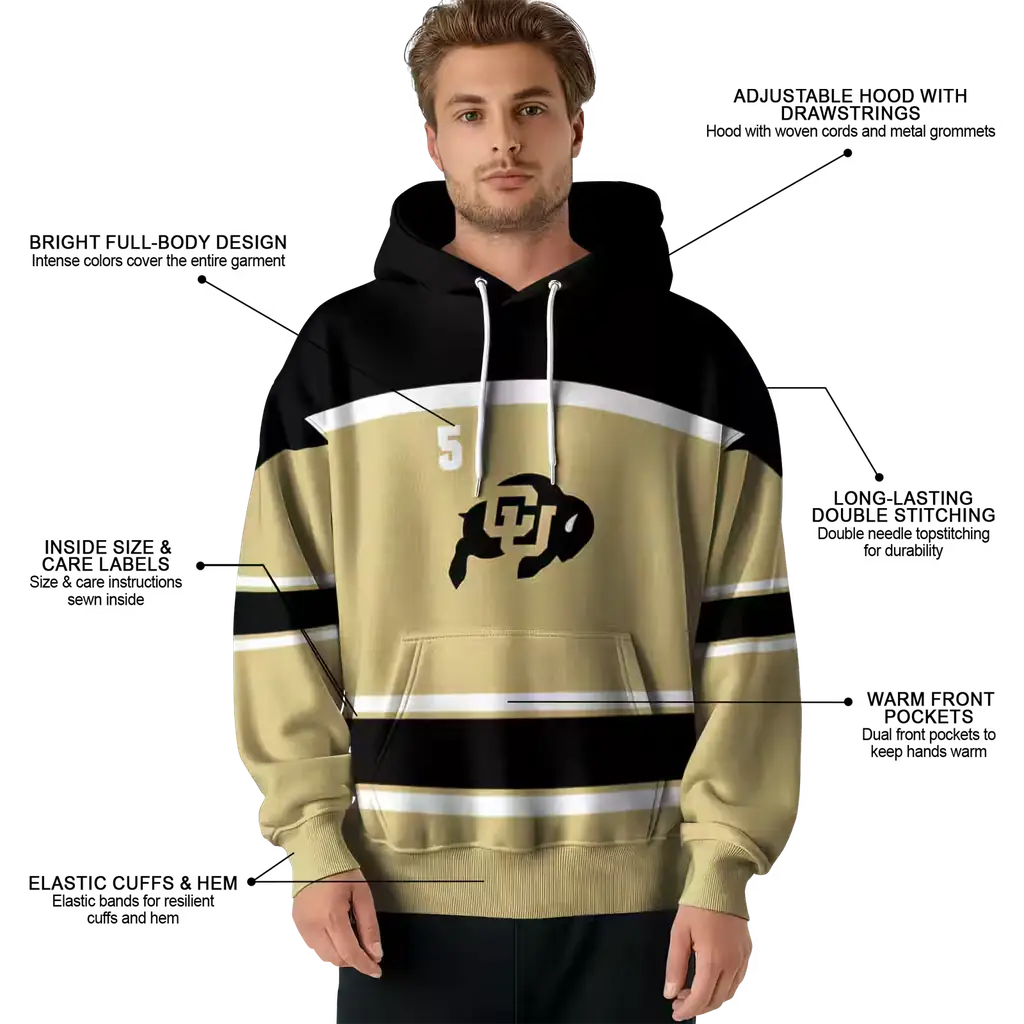 custom colorado buffaloes striped pattern gold hoodie latest model custom colorado buffaloes striped pattern gold hoodie latest model