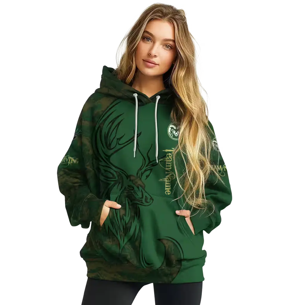 custom colorado state rams deer silhouette green hoodie high quality custom colorado state rams deer silhouette green hoodie high quality