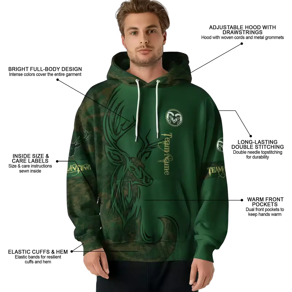 custom colorado state rams deer silhouette green hoodie latest model custom colorado state rams deer silhouette green hoodie latest model