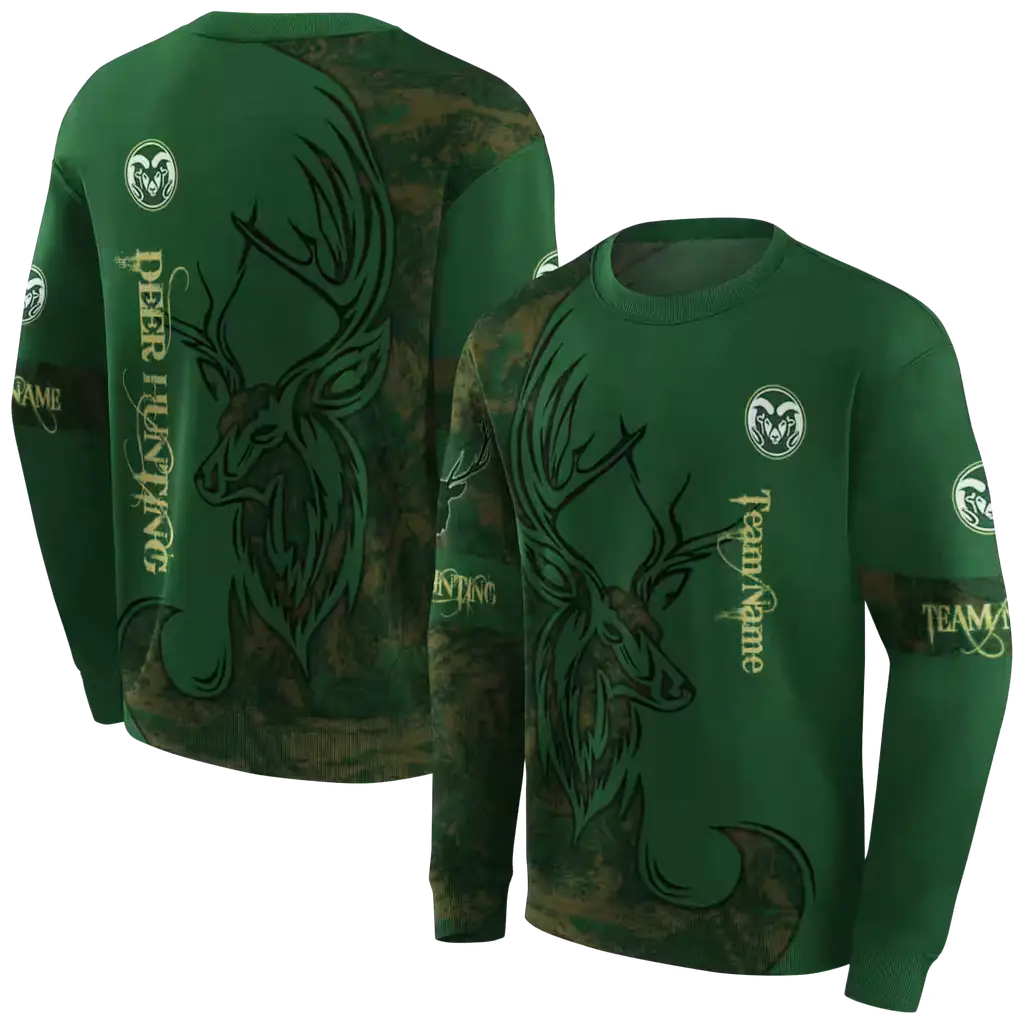 custom colorado state rams deer silhouette green hoodie premium grade custom colorado state rams deer silhouette green hoodie premium grade