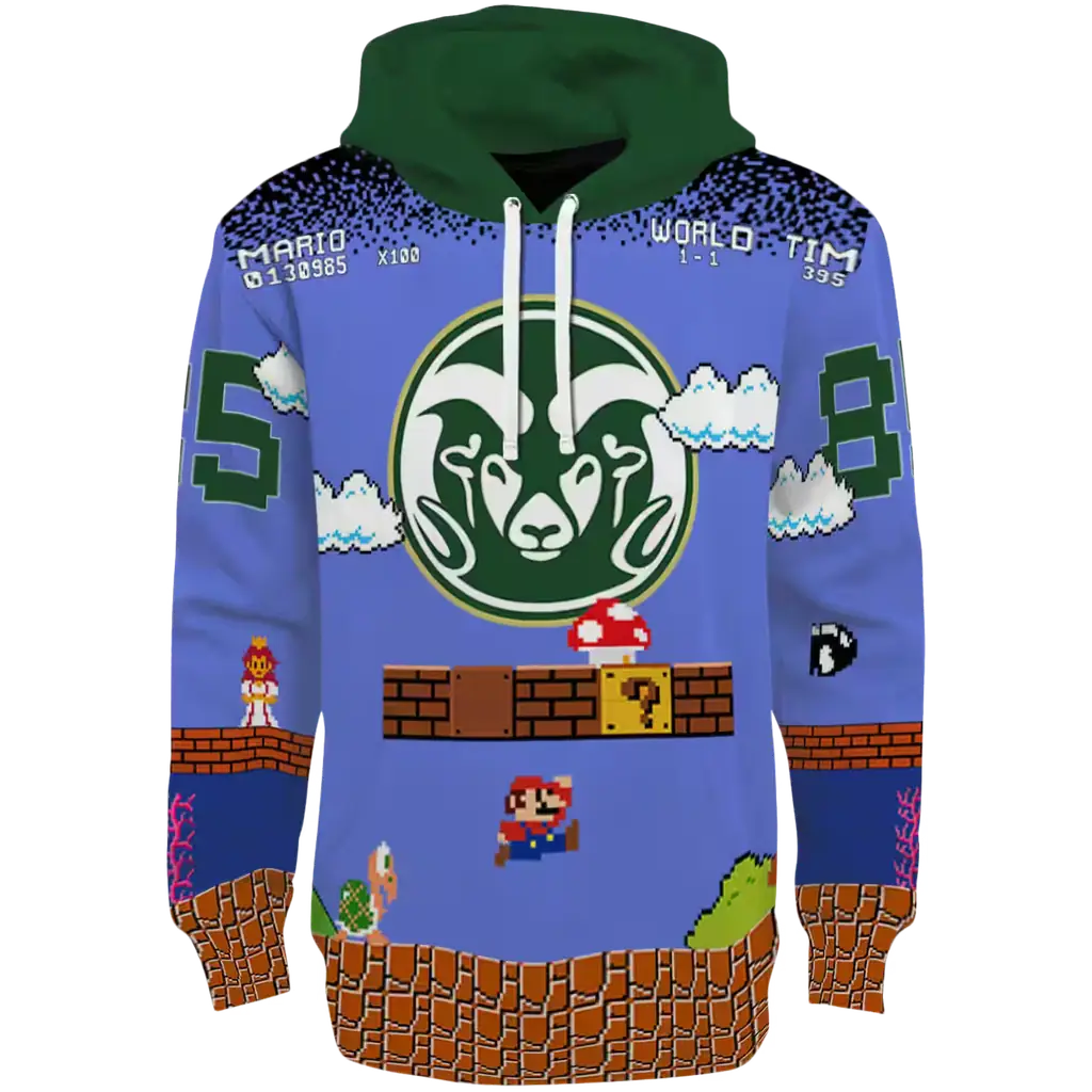 custom colorado state rams mario blue black hoodie best selling custom colorado state rams mario blue black hoodie best selling