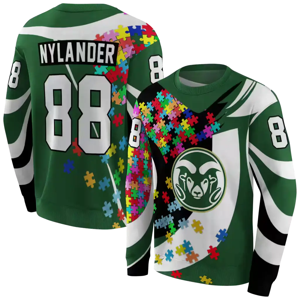 custom colorado state rams puzzle pieces green hoodie premium grade custom colorado state rams puzzle pieces green hoodie premium grade