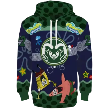custom colorado state rams spongebob patrick star green navy hoodie best selling