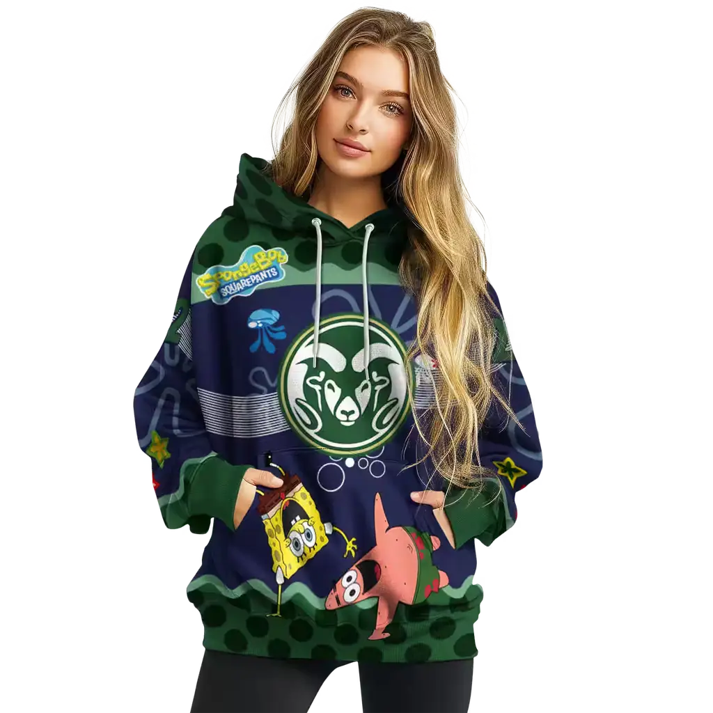 custom colorado state rams spongebob patrick star green navy hoodie high quality custom colorado state rams spongebob patrick star green navy hoodie high quality