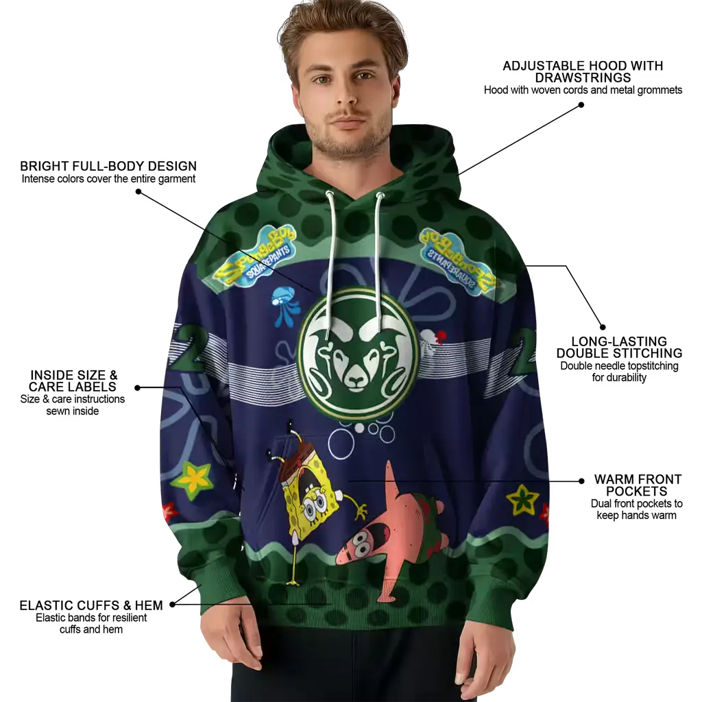 custom colorado state rams spongebob patrick star green navy hoodie latest model custom colorado state rams spongebob patrick star green navy hoodie latest model