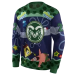 custom colorado state rams spongebob patrick star green navy hoodie best selling