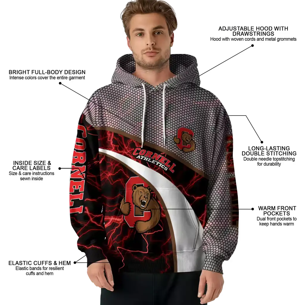 custom cornell big red hexagonal mesh red black gray hoodie latest model custom cornell big red hexagonal mesh red black gray hoodie latest model
