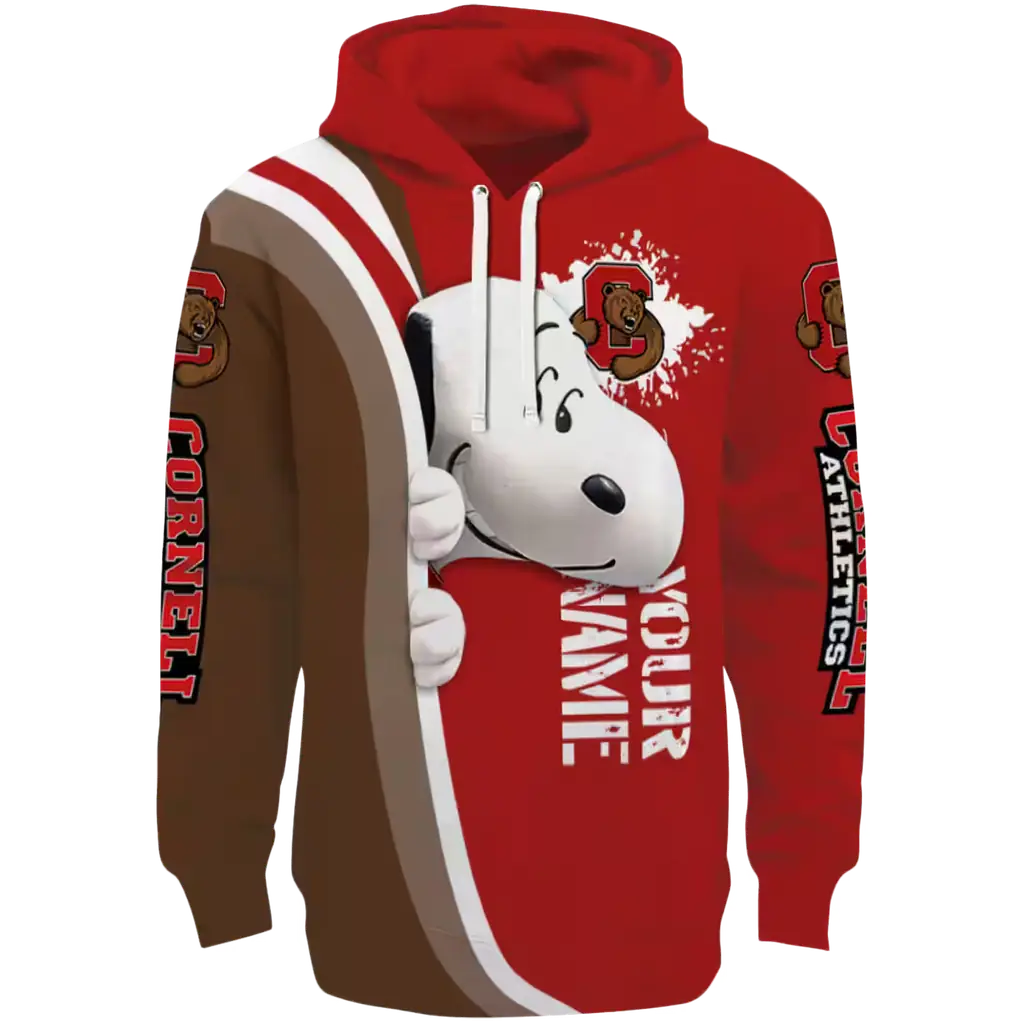 custom cornell big red peeking snoopy red hoodie best selling custom cornell big red peeking snoopy red hoodie best selling